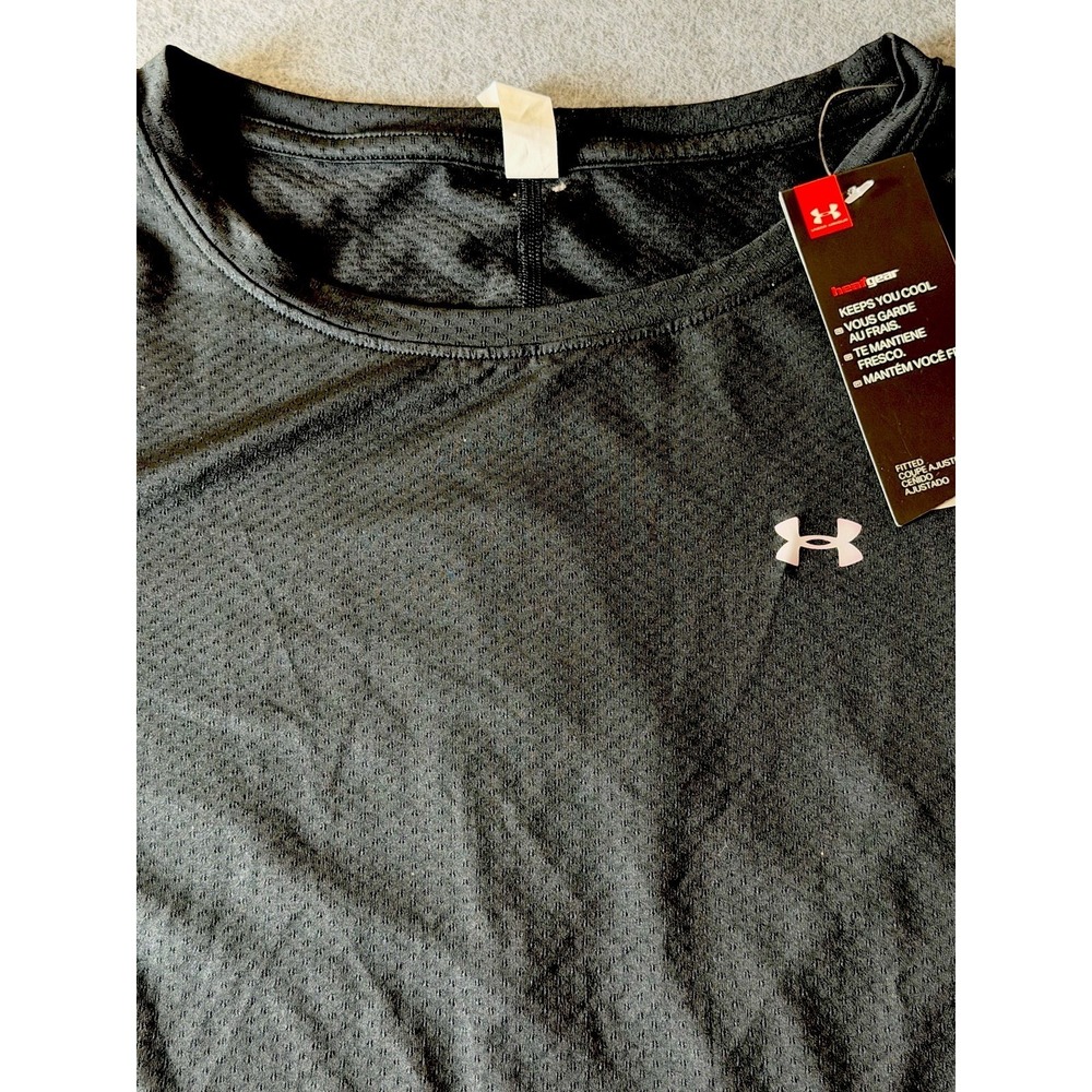 Athleisure Streetwear Under ARMOUR Blk‎ Heatgear S/S Fitted Tee Shirt SM Womens - Picture 4 of 6